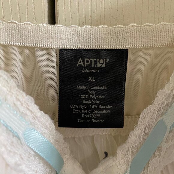 Apt 9 Womens White Blue Lace Ribbon Trim Underwire Bra Split Front Teddy Size XL - Picture 3 of 10